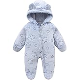 Fairy Baby Newborn Baby Bear Suit Thin Fleece Footie Romper Snowsuit Hooded Jumpsuit Bodysuit Winter Clothes Boy Girl 0-12M