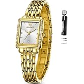 OLEVS Gold Watches for Women Square Luxury Business Rectangle Ladies Watches for Woman with Date Water Resistant Ladies Watch for Small Wrists Reloj para Mujer Diamond Blue/Green/Black/White/Gold