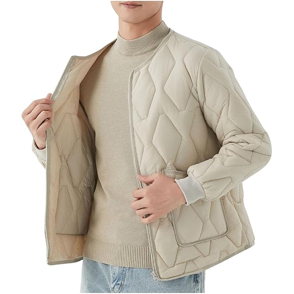 Men's Puffer Jacket Lightweight Warm Winter Collarless Jackets