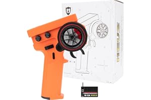 MEUS RACING ME-10B RC Transmitter 10 Channels 2.4GHz and Receiver with Coach Mode for 1/8 1/10 1/18 1/24 RC Crawler Car Boat TRX4 TRX4M SCX10 SCX24 Upgrades Parts (Orange)