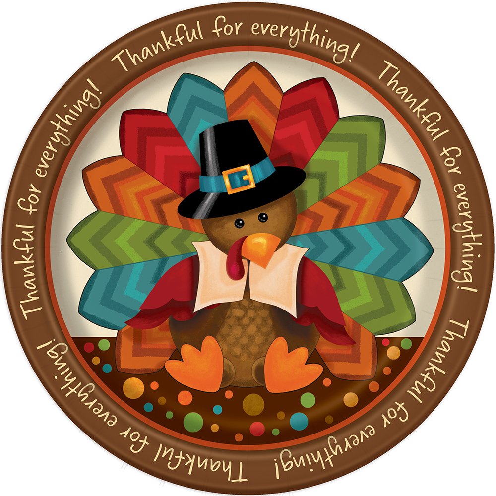 Unique Cute Turkey Thanksgiving Dinner Plates (Pack of 8