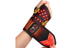 Cordless Wrist Heating Pad Wrap, Heated Wrist Brace with Vibration, Red Light Heated Wrist and Hand Massager, 3 Heat Levels, 