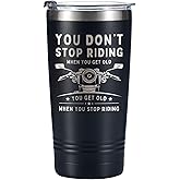 Onebttl Motorcycle Biker Retirement Gifts for Men, Grandpa, Tumbler Travel Coffee Mug, Dad, Rider, Stainless Steel 20oz/590ml - Don't Stop Riding