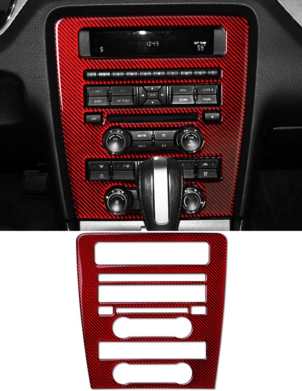 GZXinWei Carbon Fiber Sticker Central Control CD Panel Cover Trim Red A