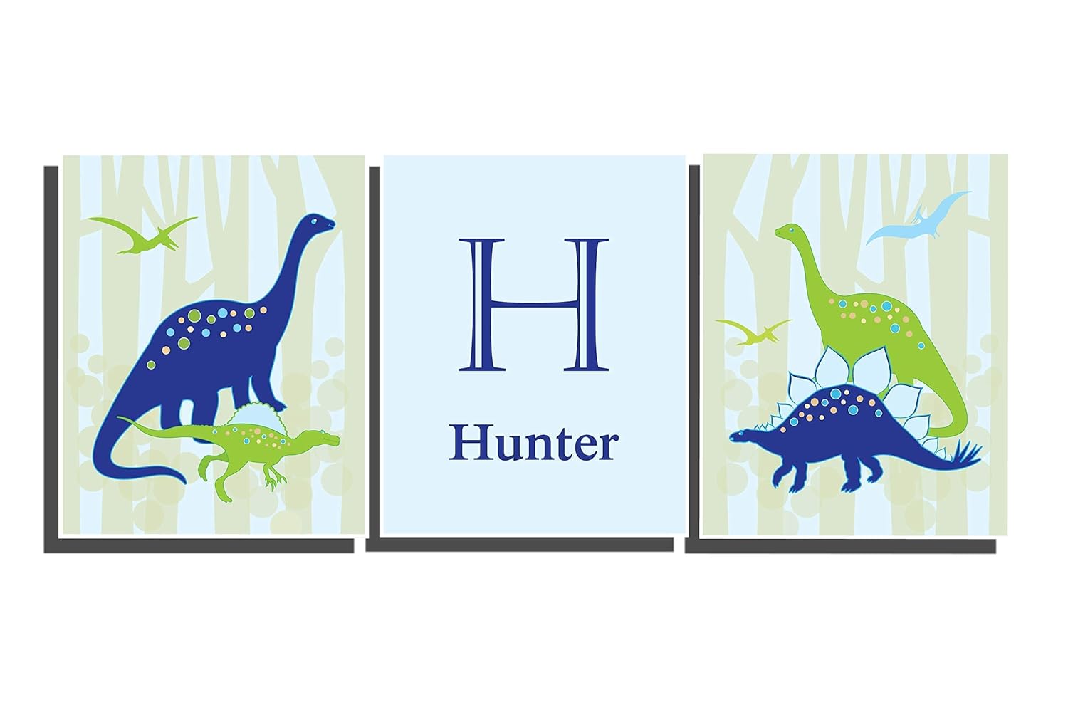 Customize Boys Bedroom Dinosaur Decor Nursery Letter Wall Art Set Of 3 Unframed Prints 8 X 10 Inch