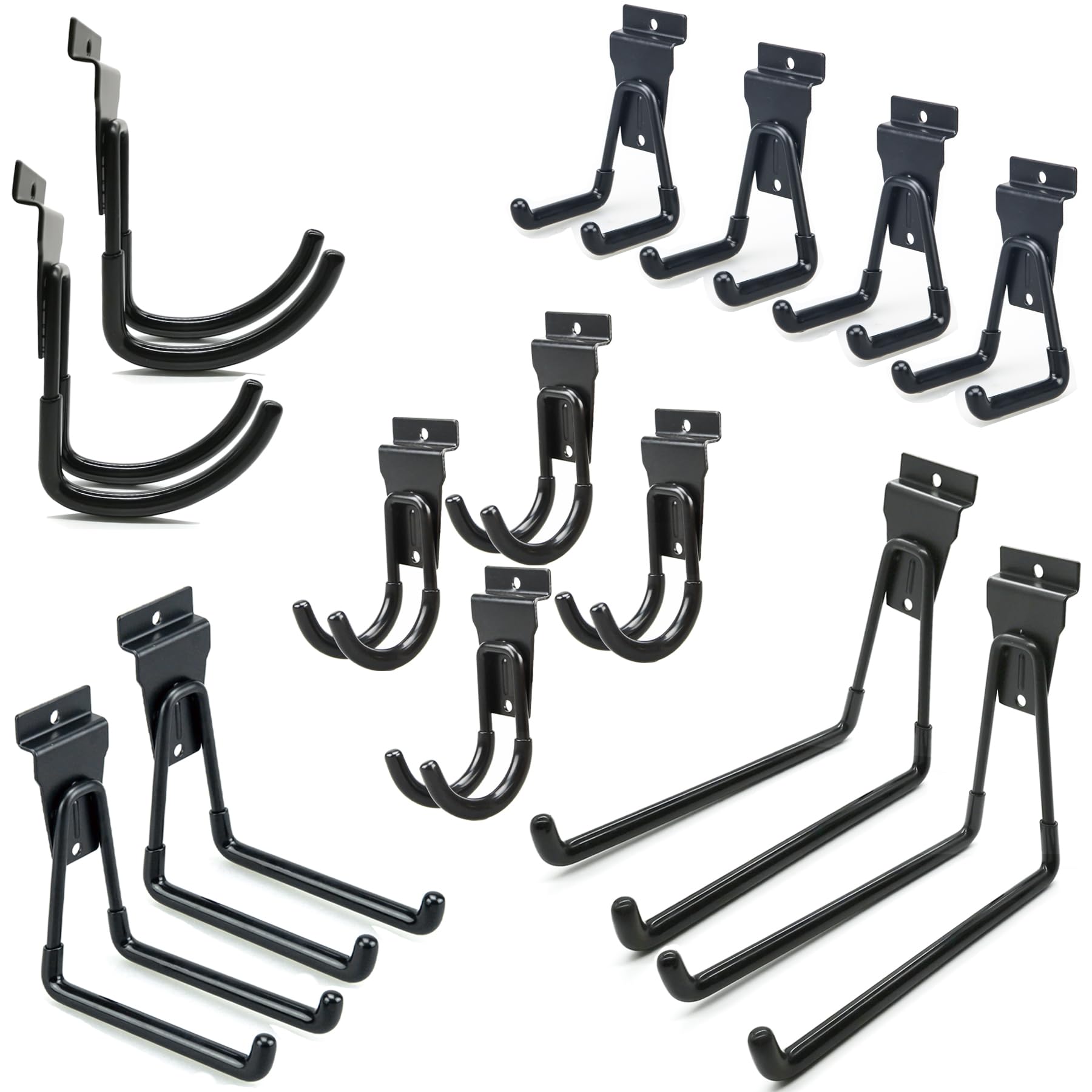 Photo 1 of ATOOLA Slatwall Hooks, Garage Slatwall Accessories, Multi Size Slat Wall Accessory, 14 Pack Utility Hooks for Slatwall