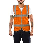 Kolossus Safety Vest For Men - High Visibility Reflective Vest - Chalecos Reflectantes de Seguridad - Yellow - Orange