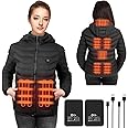 QTREE intelligence Women’s Heated Jacket with 2pack 10000mAh Battery Pack, 8 Areas Water/Wind Resistant Heating Coat