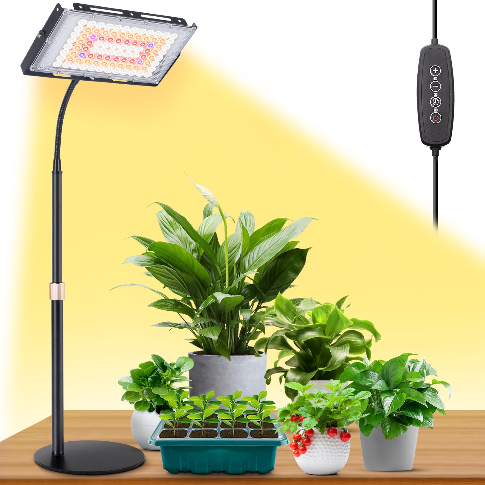 Photo 1 of LBW Grow Light for Indoor Plants, 96 LED Full Spectrum Plant Light for Indoor Plants, Large Desk Grow Lamp with 4H/8H/12H Timer, 6-Level Brightness, Height Adjustable, Flexible Gooseneck