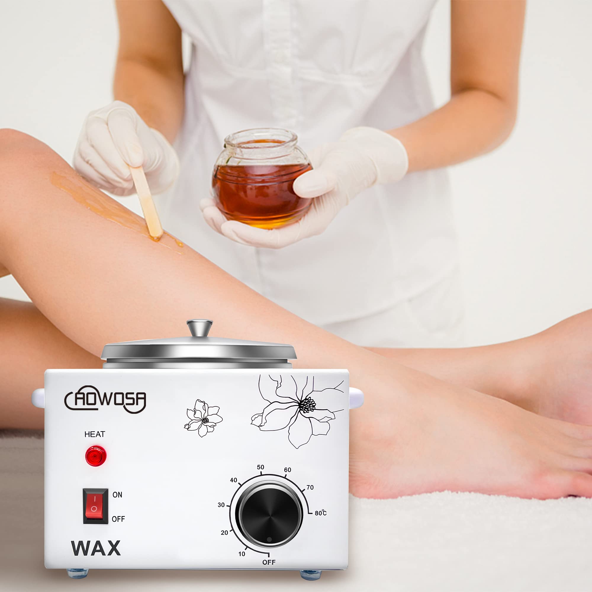 Single Wax Warmer Professional Electric Wax Heater Machine for Hair Removal, Large Waxing Pot Paraffin Facial Skin Body SPA Salon Equipment with Adjustable Temperature Set