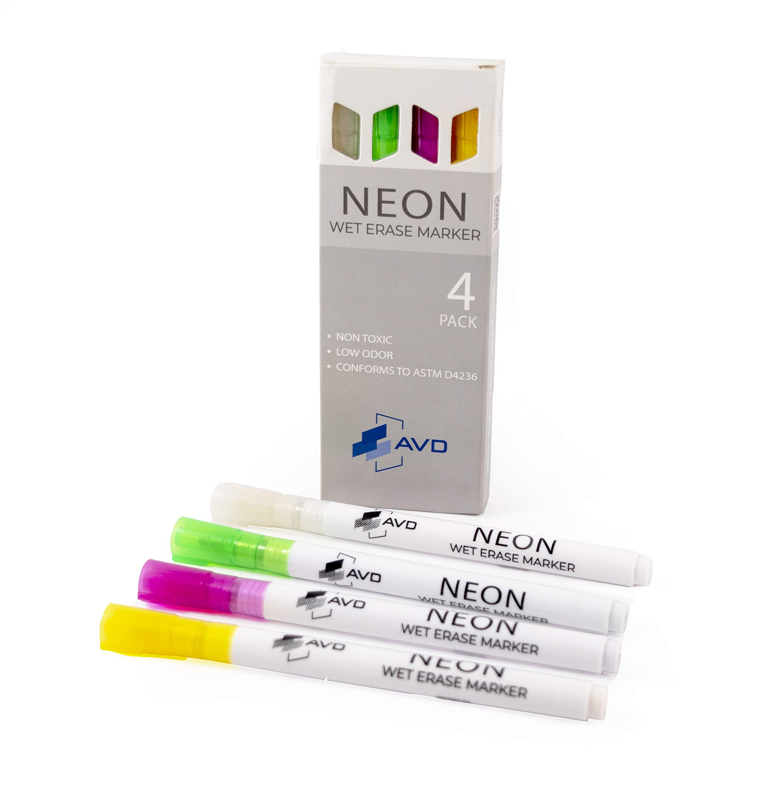 Audio-Visual Direct Neon Wet Erase Markers, Set of 4