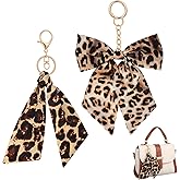 Sibba 2Pcs Leopard Print Bow Bag Charm, Stylish Charm Keychain for Purse Handbags Tote Bags, Trendy Bag Purse Accessories for Women