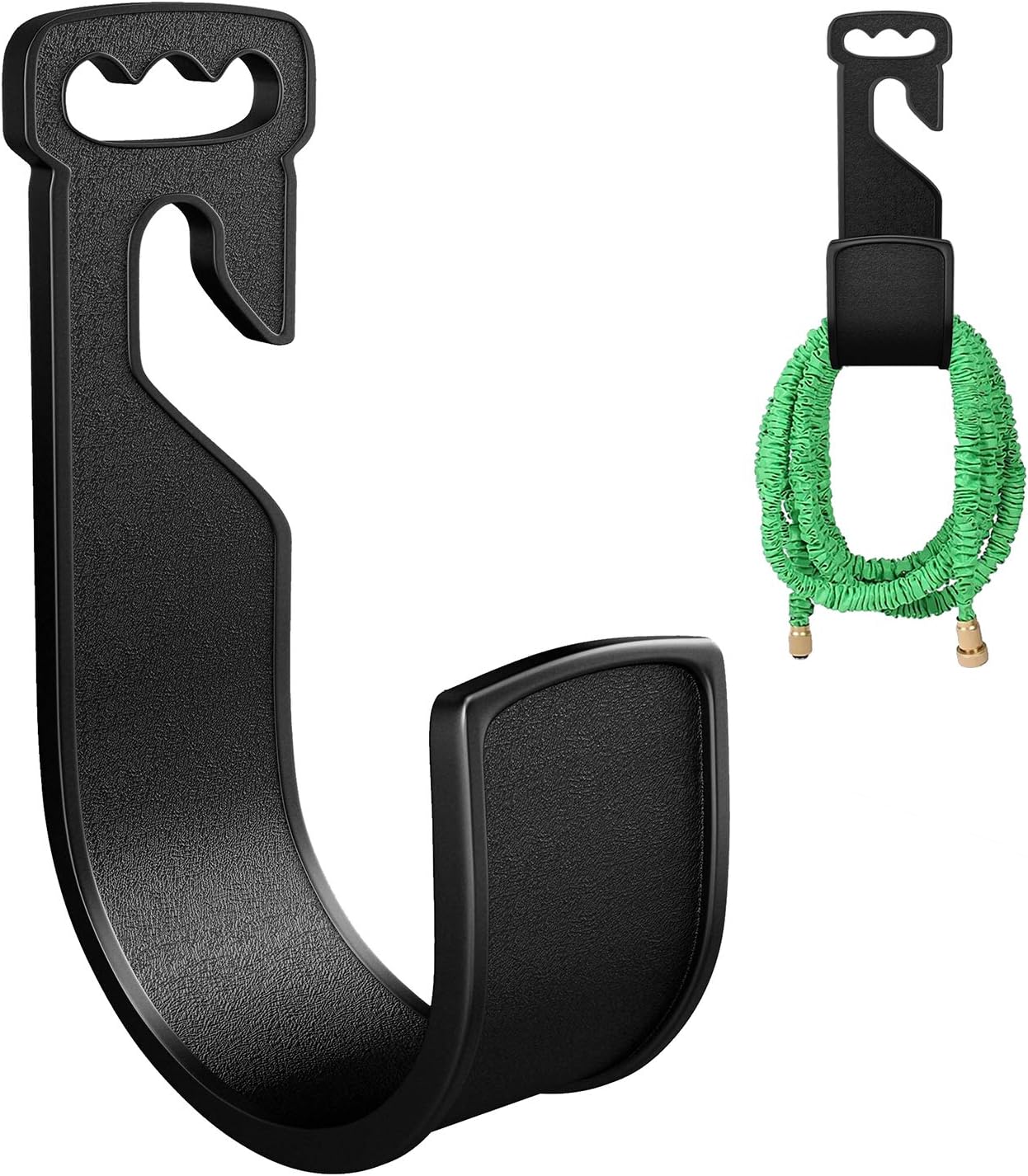 CandyHome Garden Hose Hanger Durable Plastic Wall Mount Hose Holder Rust-Free Hose Hook Hanger for Water Hose (Black)