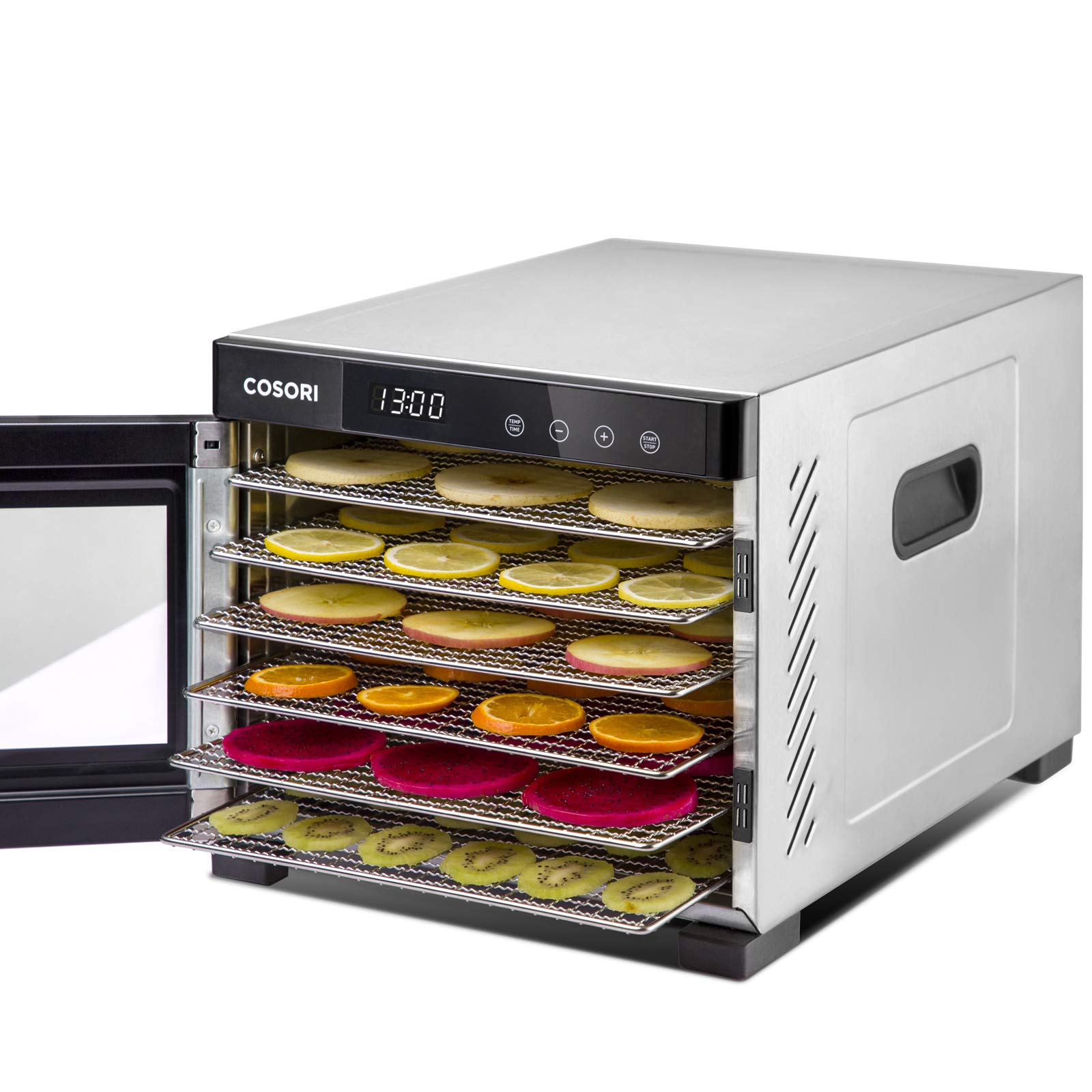 Cosori Deshydrateur Alimentaire Avec 6 Plateaux Inox, 650W, Minuteur 48H, 35 À 75°C, Food Dehydrator 3 Rouleaux De Fruits, 3 Tamis À Mailles, 50 Recettes En Français Et En Anglais, Sans Bpa Cp267-Fd