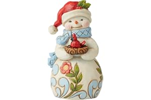Enesco Jim Shore Heartwood Creek Snowman with Cardinal Miniature Figurine, 3.54 Inch, Multicolor