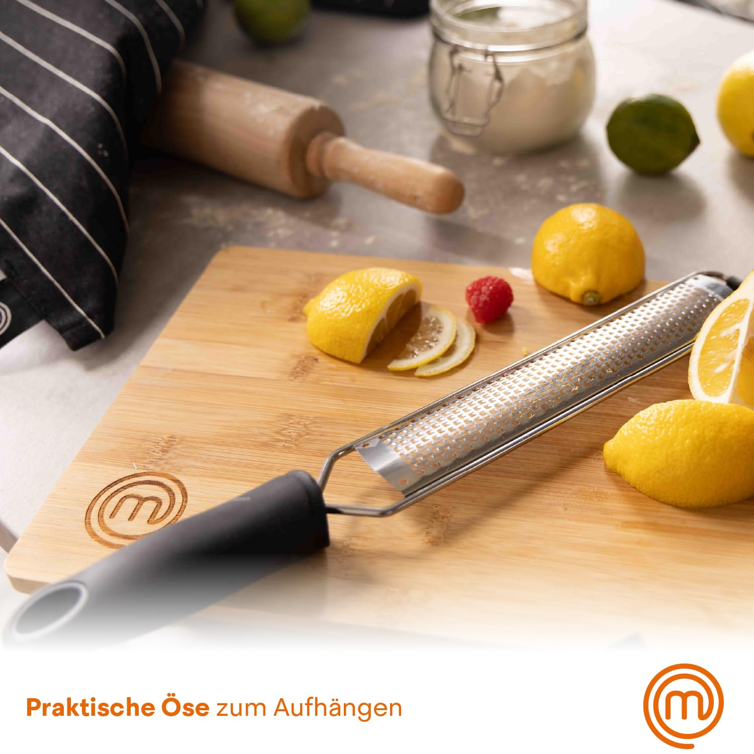 MasterChef Parmesanreibe Zester, Zestenreißer, Zitronenreibe, Muskatnuss Reibe, Ingwerreibe, Handreibe mit Rassiermesserscharfe Edelstahlklinge und Ergonomisch Rutschfester Griff, Spülmaschinenfest 5