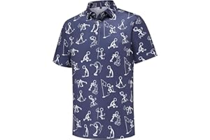 Men's Golf Polo Shirts Funny Golf Shirts for Men Performance Moisture Wicking Quick Dry Athletic Short Sleeve Shirts