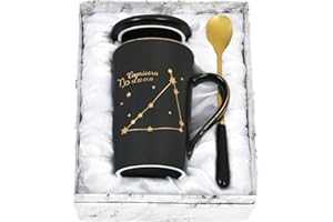 YHRJWN - Capricorn Gifts, Capricorn Zodiac Sign Star Coffee Mug, Capricorn Gifts for Women Girls Men Teens, Christmas Birthday Gifts for 12 Horoscope Astrology Lovers, 14 Oz Black Cup with Gift Box