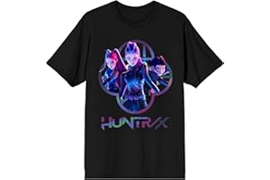 Bioworld Kpop Demon Hunters Huntr X Capture Color Adult Black Crew Neck Short Sleeve T-Shirt