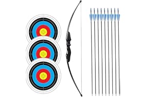 SinoArt 54" Long Bow for Right Handed 30 LBs Draw Weight Archery Bow Shooting LARP Hunting Game with 9 Arrows and 3 Target Faces