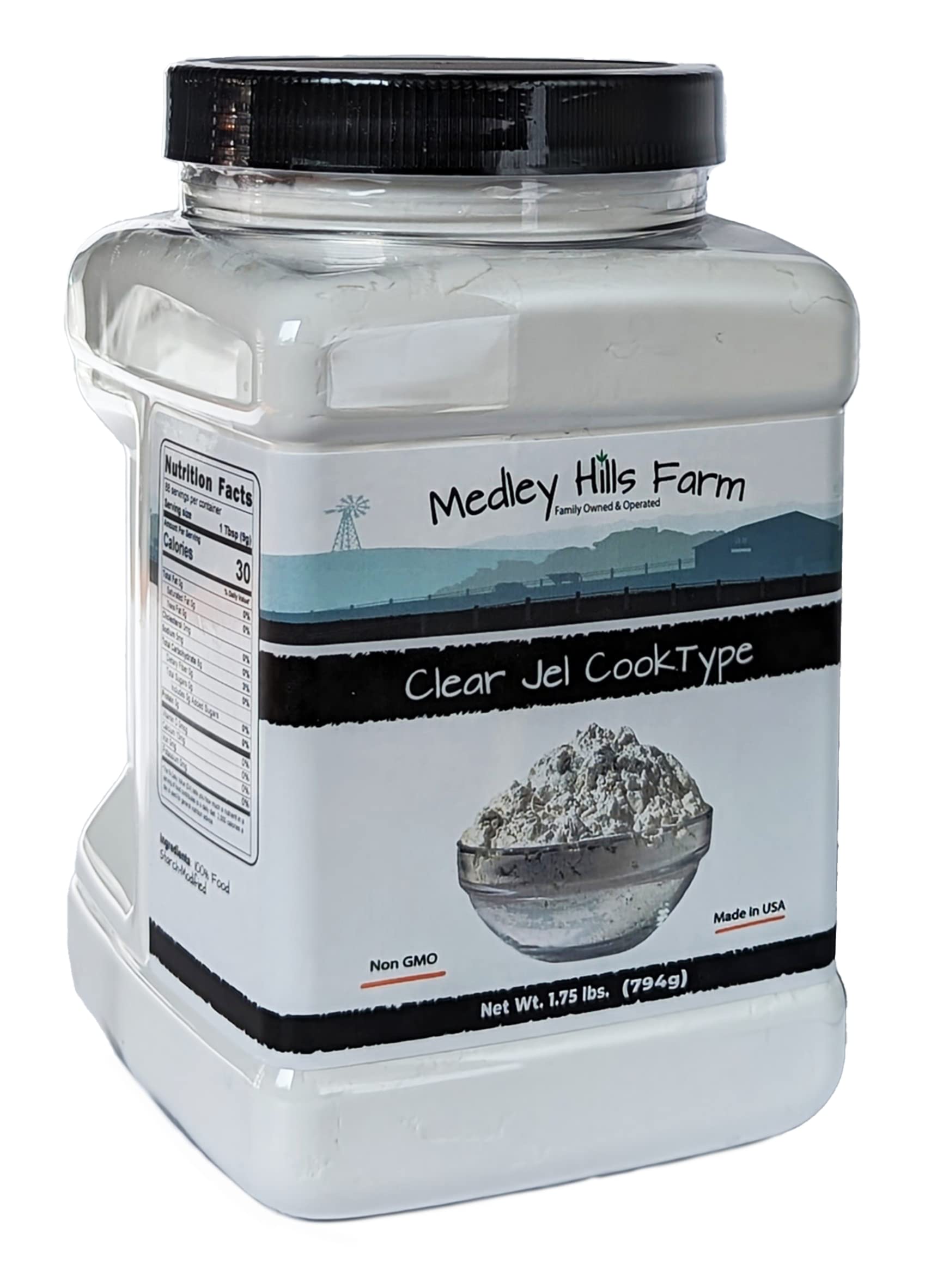 Clear Jel by Medley hills farm 1.75 Lbs. in Reusable Container - Great Clear Jel for canning Pie Filling - Gluten-Free - Non-GMO - Made in USA