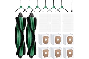 BISENKUD 21 Pcs Replacement Parts for irobot Roomba Q052 - Vac 2/105 / 104 Robot Vacuum + AutoEmpty Dock, Accessory Kit include 2 Roller Burshs, 6 Filters, 6 Dust bags, 6 Side Brushs and Cleaning Tool