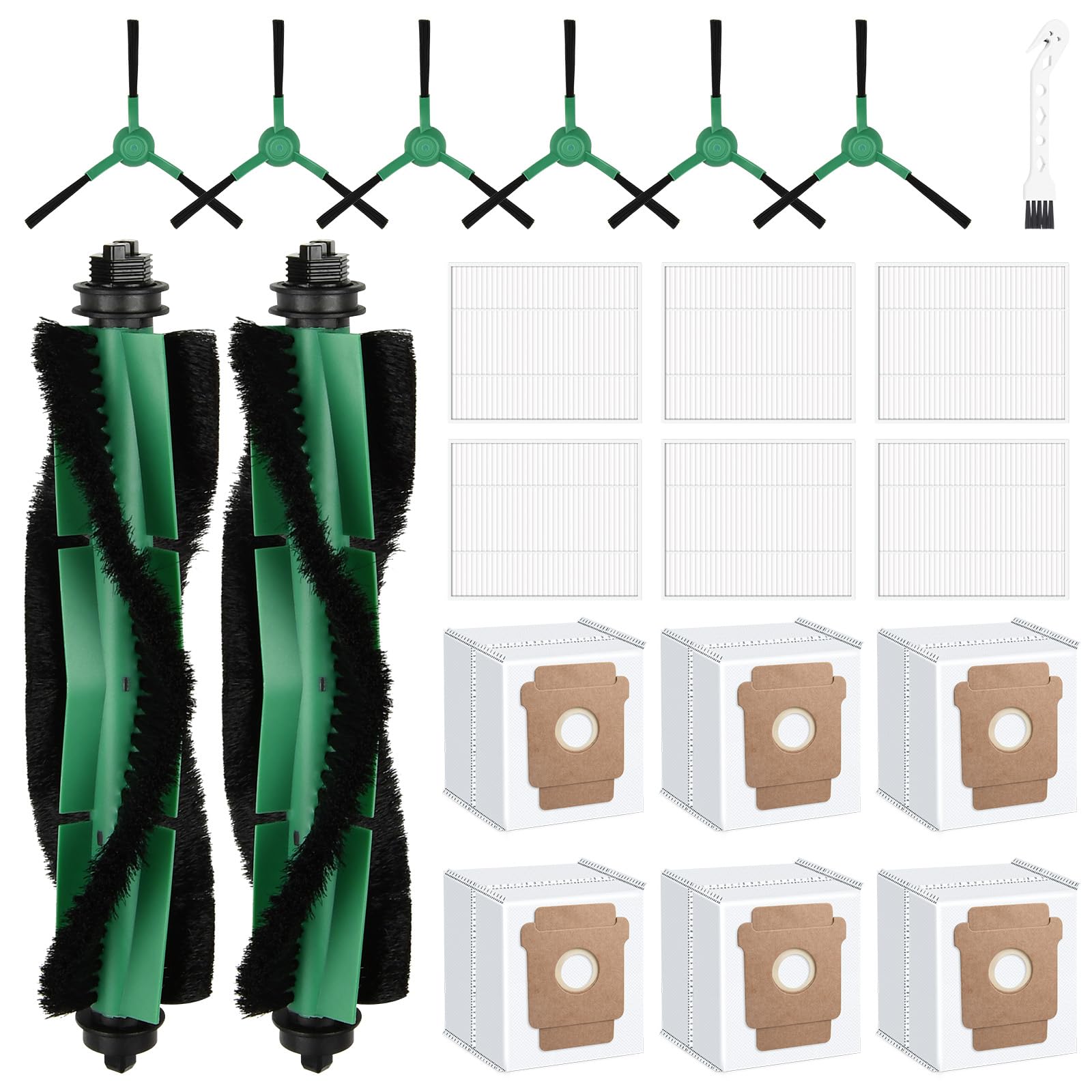 Photo 1 of 21 Pcs Replacement Parts for irobot Roomba Q052 - Vac 2/105 / 104 Robot Vacuum + AutoEmpty Dock, Accessory Kit include 2 Roller Burshs, 6 Filters, 6 Dust bags, 6 Side Brushs and Cleaning Tool