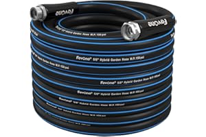 Fevone Garden Hose 75 ft x 5/8", Heavy Duty Water Hose, Fits Hoses of All Replacement/Replaceable Parts, Solid Aluminum Fittings - No Leak