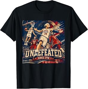 4th of July Basketball Undefeated Since 1776 250 Years T-Shirt