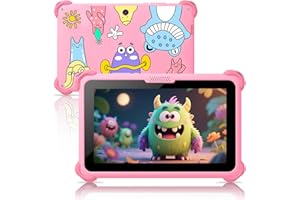 TRAYOO Kids Tablet 7 inch Tablets for Kids 3-12, 32GB Android Toddler Tablet with Solid Case, YouTube, Netflix, GMS, Bluetooth, WiFi, Education Learning Apps Installed, Parent Control(Pink)