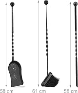 Relaxdays Steel Fireplace Companion Set 4 Piece Fire Irons Shovel Broom Poker view 4