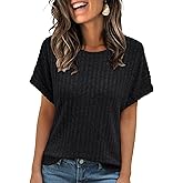 AUTOMET Women Summer Tops 2026 Spring Sweaters Dressy Casual Short Sleeve Shirts Business Blouses