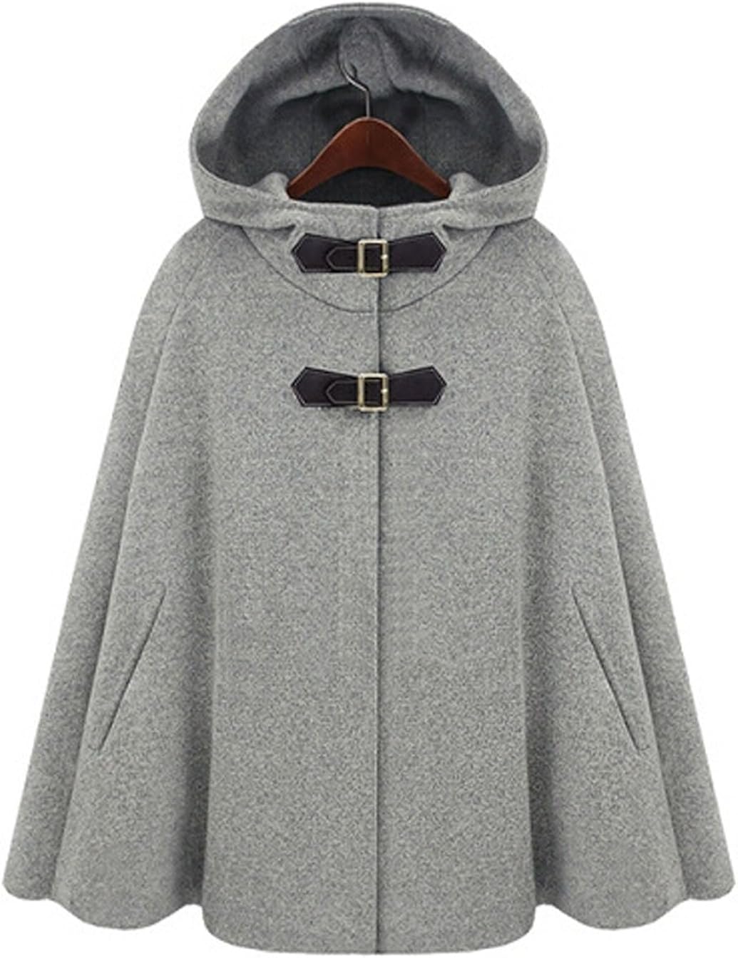 CHARTOU Women's Cute Batwing-Sleeve Hooded Wool Baggy Poncho Cape Cardigans Outwear