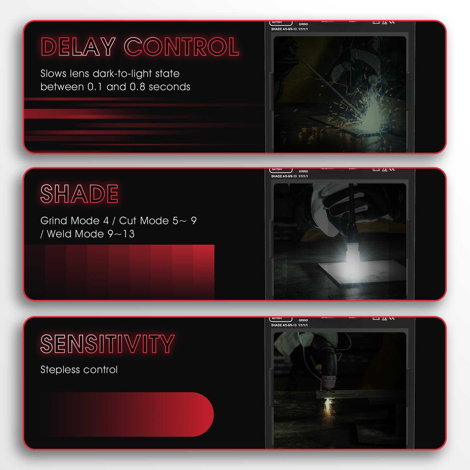 YESWELDER Auto Darkening Welding Helmet with SIDE VIEW, 180° Panoramic View, 1/1/1/1 True Color Solar Powered Welder Hood, Wide Shade 4/5-9/9-13 Welder Mask for TIG MIG ARC CUT and GRIND, LYG-Q800D