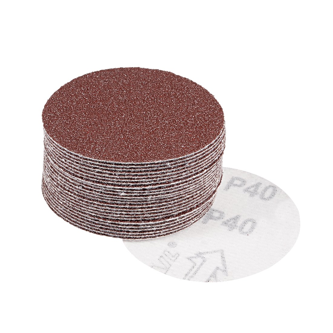 sourcingmap 25Pcs 3 inch Hook and Loop Sanding Disc 40 Grits Flocking Sandpaper for Random Orbit Sander Brown