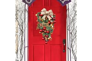 GASTAT Xmas Wreaths for Front Door Decoration Christmas Party Art Decor Supplies Christmas Ball Pinecones Christmas Tree Wreath Hanging Red Greeen Outdoor Indoor Winter Holiday Orangerment