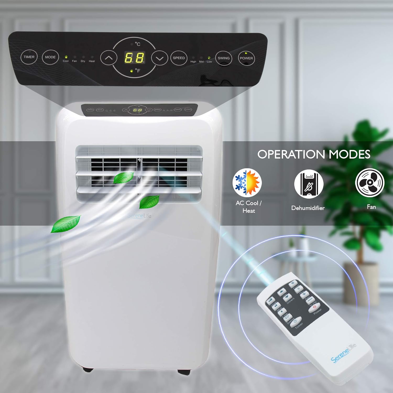 SereneLife 10,000 Portable Air Conditioner + 9000 BTU Heater, 4in1 AC