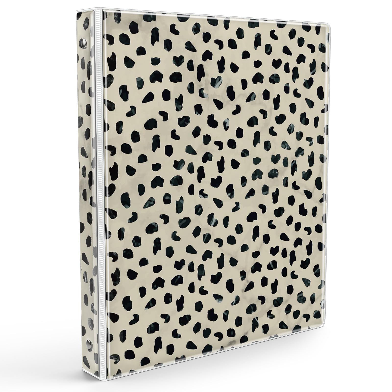 Photo 1 of Eyrozill Leopard 3 Ring Binder 1 Inch, Decorative Recipe Binders Organizer, Client Records with Clear Interior Pockets for Letter-Size(11" x 8.5") Paper, PVC Cover (Leopard)