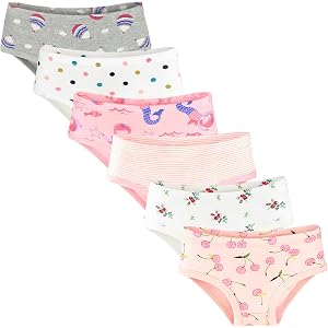 APIFRSUAK Girls' Underwear 100% Cotton Soft Panties Briefs 6 Pack Toddler Girl Underwear Size 2-3t, 4t, 5t, 6,7, 8 and 9