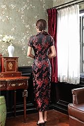 Shanghai Story Short Sleeve Long Qipao Brocade