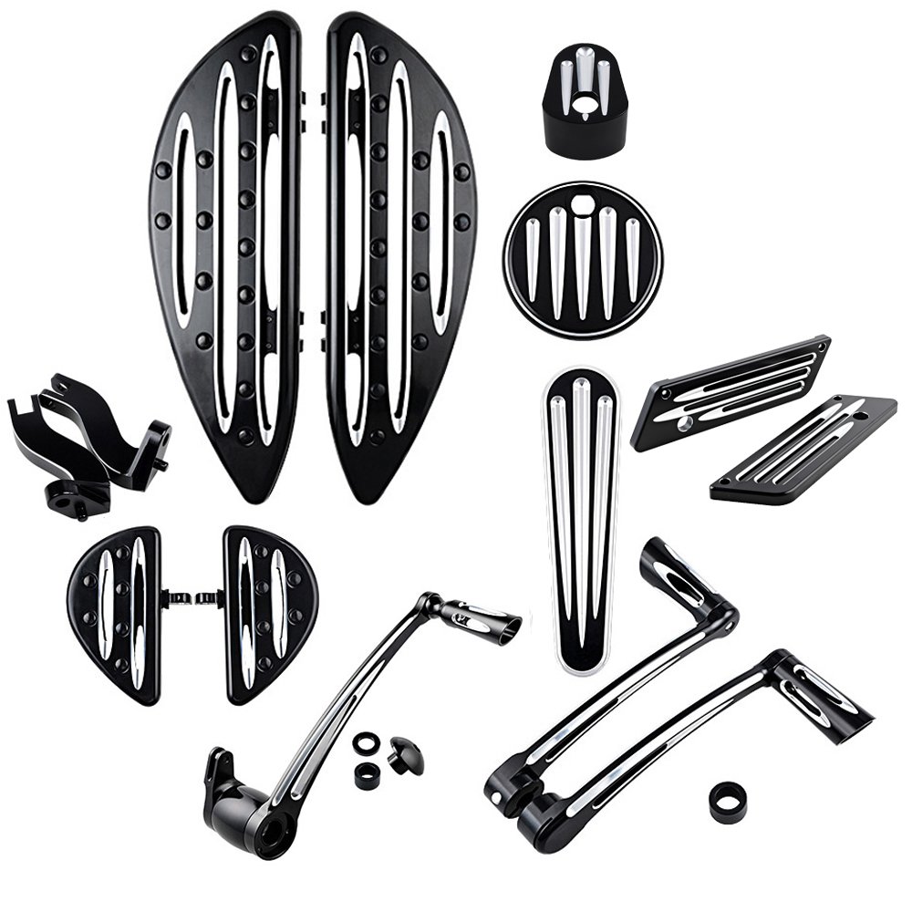 Driver Passenger Floorboards Footpeg Mount Brake Arm Kits Heel Toe Shift Levers Shifter Pegs Dash Accessory Pack Ignition Fuel Door Cover Saddlebag Latch Cover For 08-13 Harley Touring