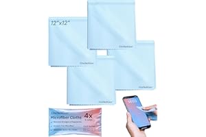 ELITE TECH GEAR Elite Screens Microfiber Cleaning Cloth - 12 x 12 in, Pack of 4, Blue - Glasses Cleaning Cloth & Lens Wipes for Eyeglasses & Screens