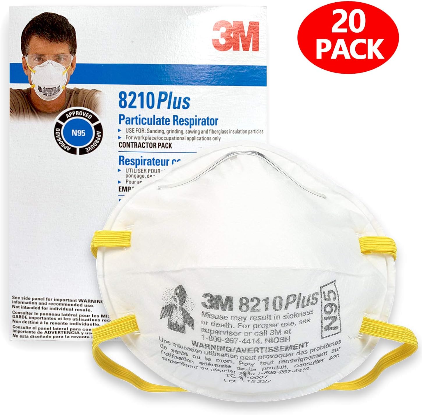 3M 8210PB1-A N95 Particulate Respirator 20 Count