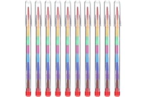 PATIKIL Stacking Crayons, 10 Pack 10 Colors Stackable Buildable Round Drawing Crayons for Home Office Party Art Craft Supplie