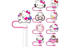 GARETHEORA 8Pcs Cartoon Straw Covers Cap for Tumblers Cup, 10mm Cartoon Straw Topper, Silicone Straw Tip Covers for Drinking Straws