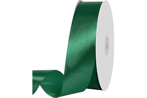 IEFOAH 1 1/2 inch Christmas Green Stain Ribbon - 100 Yards Solid Fabric for Gift Wrapping, Floral Bouquets, Wedding & Home Party Decoration
