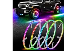 Uemicip 17inch Wheel Lights for Truck Single Row Dancing/Chasing Color Wheel Ring Light, Wheel Rim Lights with APP & Remote Control Music Simultaneously Fit for Truck Pickup Car