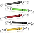 Saintrygo 5 Pcs Safety Dog Collar Clips Prong Collar Backup Clips Adjustable Reflective Nylon Harness Connector Metal Double Ended Backup Clasp for Harness Pet(Dark Color)