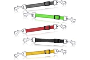 Saintrygo 5 Pcs Safety Dog Collar Clips Prong Collar Backup Clips Adjustable Reflective Nylon Harness Connector Metal Double 