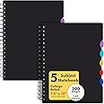 EOOUT 2 Pack Multi Subject Notebook, Spiral Notebook College Ruled with Tabs, 7.5”×10”, Lined Journals with Dividers, 290 Pages, for Gifts, School Office Supplies